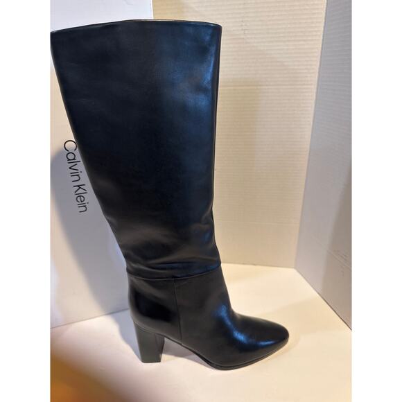 Calvin Klein Women's Dawna Knee High Boot Black leather 9.5 - Picture 3 of 8